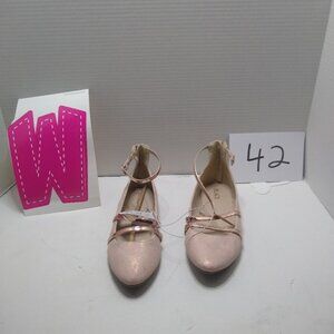 Children's Place Girls Blush Pink Sparkly Ankle Strap Ballet Flats size 5